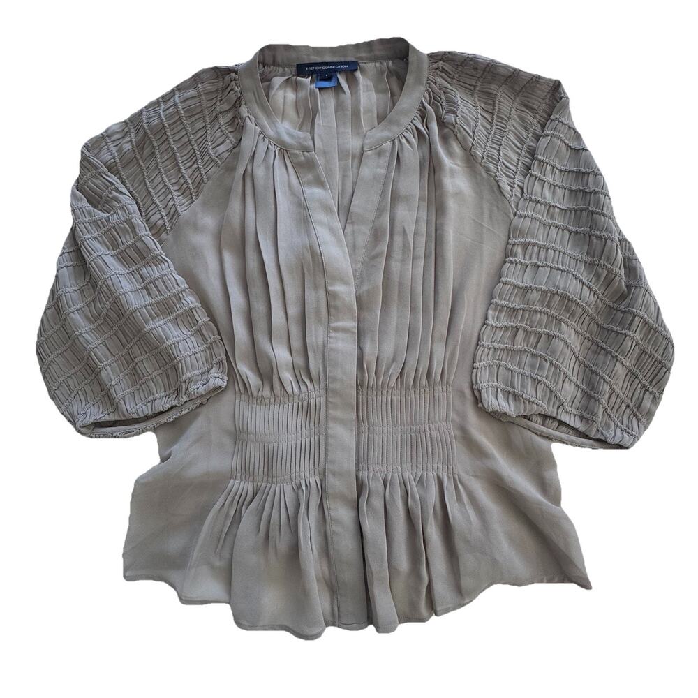French Connection Women’s Smocked Blouse W/ Tank L